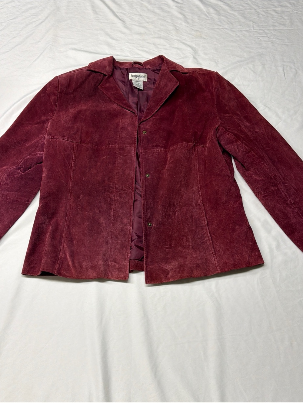 Womens Burgundy Suede Button-Front Jacket